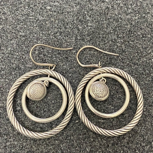 David Yurman Silver Earrings with Diamond Accents - Picture 3 of 5